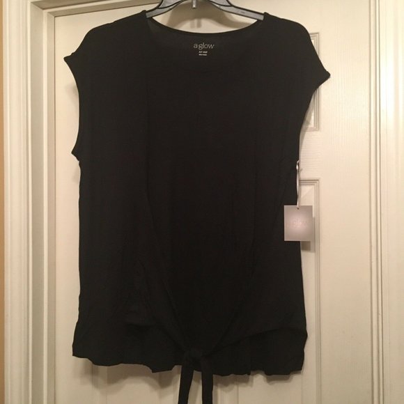 a:glow Tops - A:Glow Size Medium Black Maternity Tie Front Shirt NEW NWT